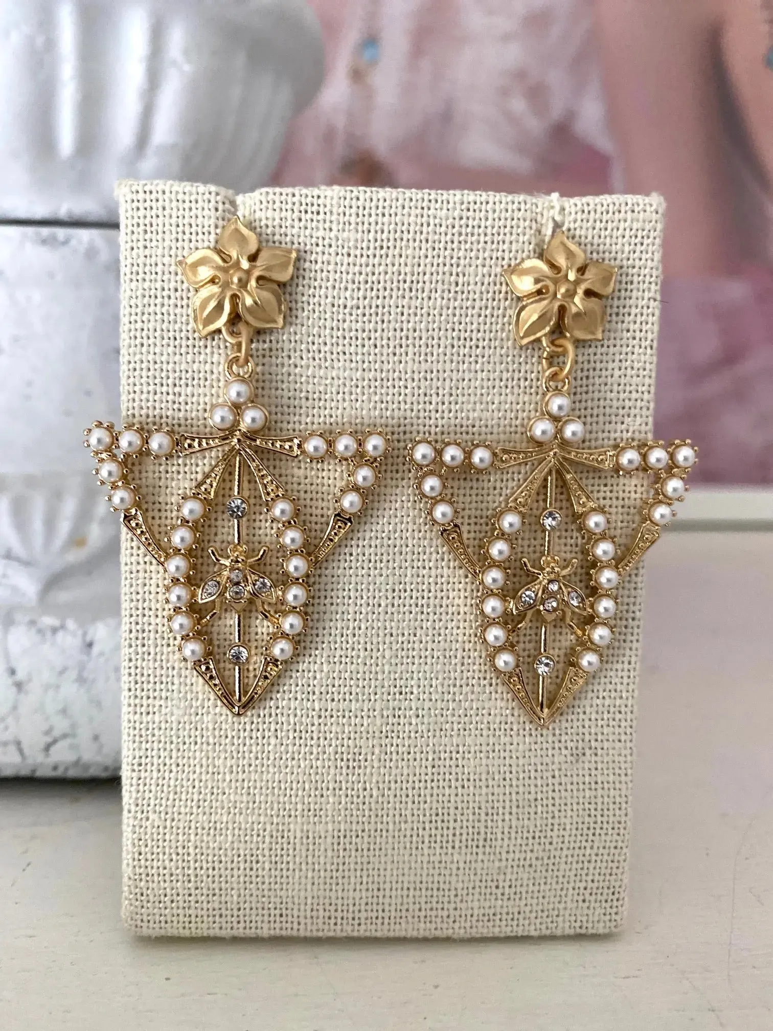 Modern West Pearl Earrings - Gold