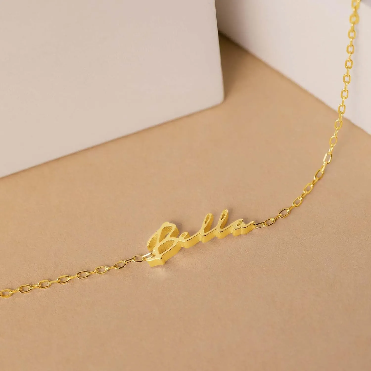 MOTICIUS Custom Jewelry Set for Women Mom Custom Name Earrings Bracelet Engraved Name Necklace for Women Personalized 18K Gold Plated Name Anklet Ankle Bracelet Set Gift for Mothers Day Birthday