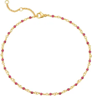MTMY Gold Plated Anklets for Women - 14K Gold, Green Rose Colorful Cubic Zirconia Tassel Foot Chain Dainty Cute Adjustable Summer Beach Boho Anklets