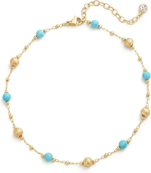 MTMY Gold Plated Anklets for Women - 14K Gold, Green Rose Colorful Cubic Zirconia Tassel Foot Chain Dainty Cute Adjustable Summer Beach Boho Anklets
