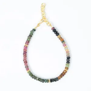 Multi-Tourmaline Bead Layer Bracelet Gold Bracelet