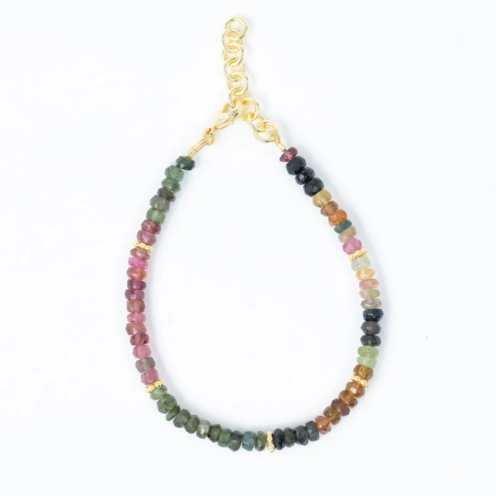 Multi-Tourmaline Bead Layer Bracelet Gold Bracelet