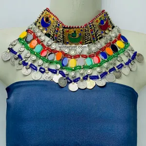 Multicolor Boho Choker Necklace With Dangling Coins