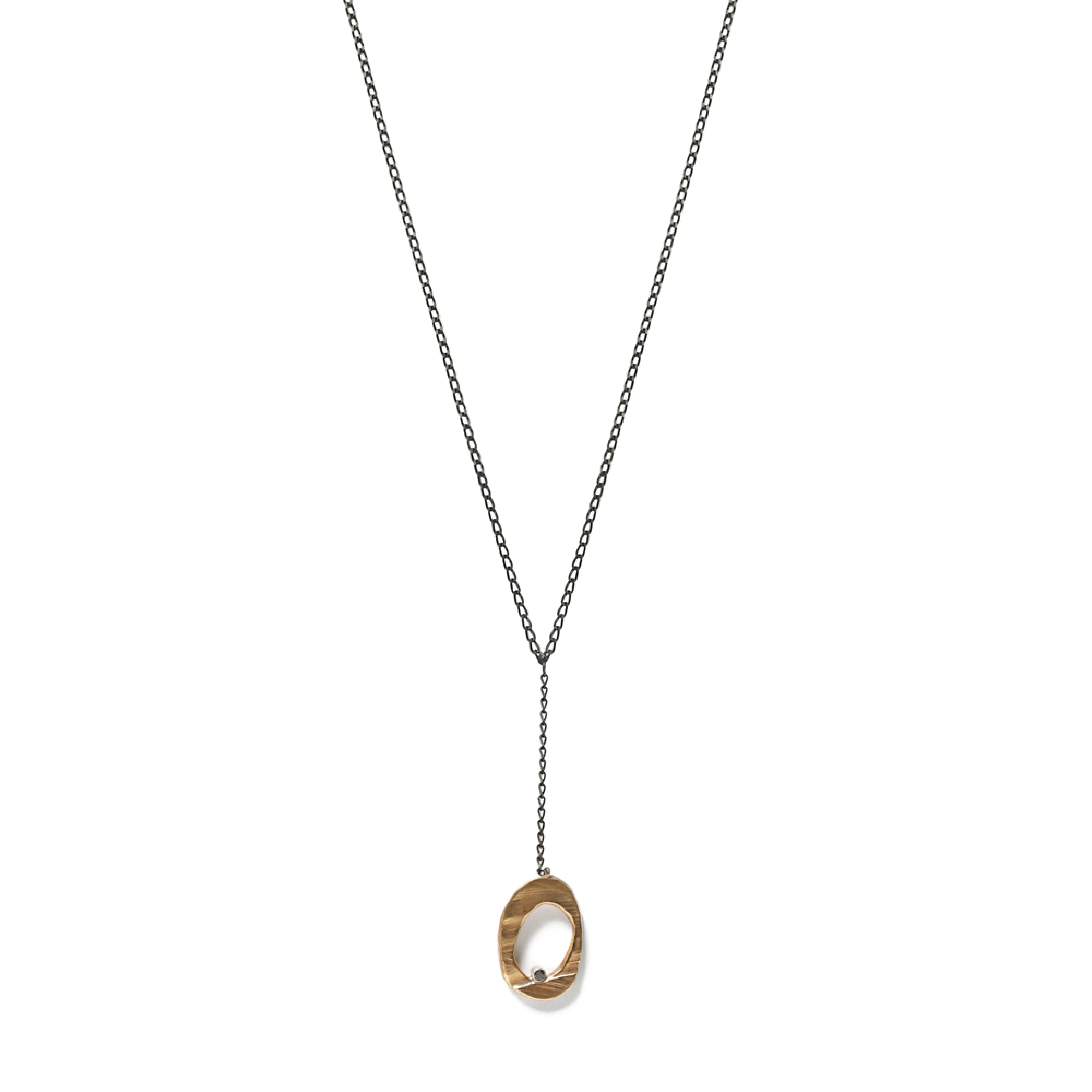 Mystic Oval Y Necklace with Diamond in Bronze