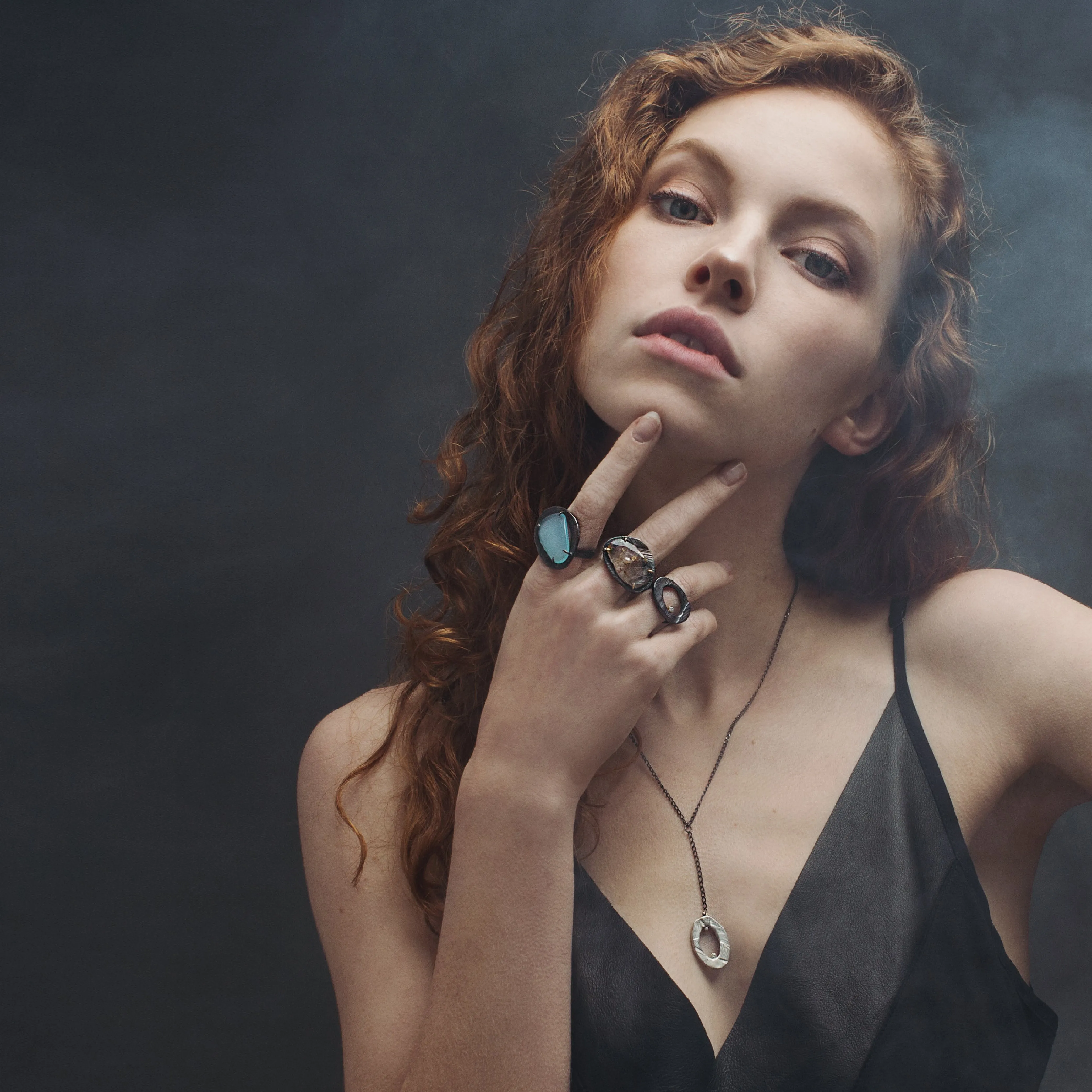 Mystic Oval Y Necklace with Diamond in Bronze