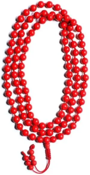 Natural Coral 8mm 108 Mala Beads, Spiritual, Meditation Beads, Reiki, Japa Mala, Buddhist Prayer Beads, Yoga Bracelet, healing beads LKMALA-RRGU-782