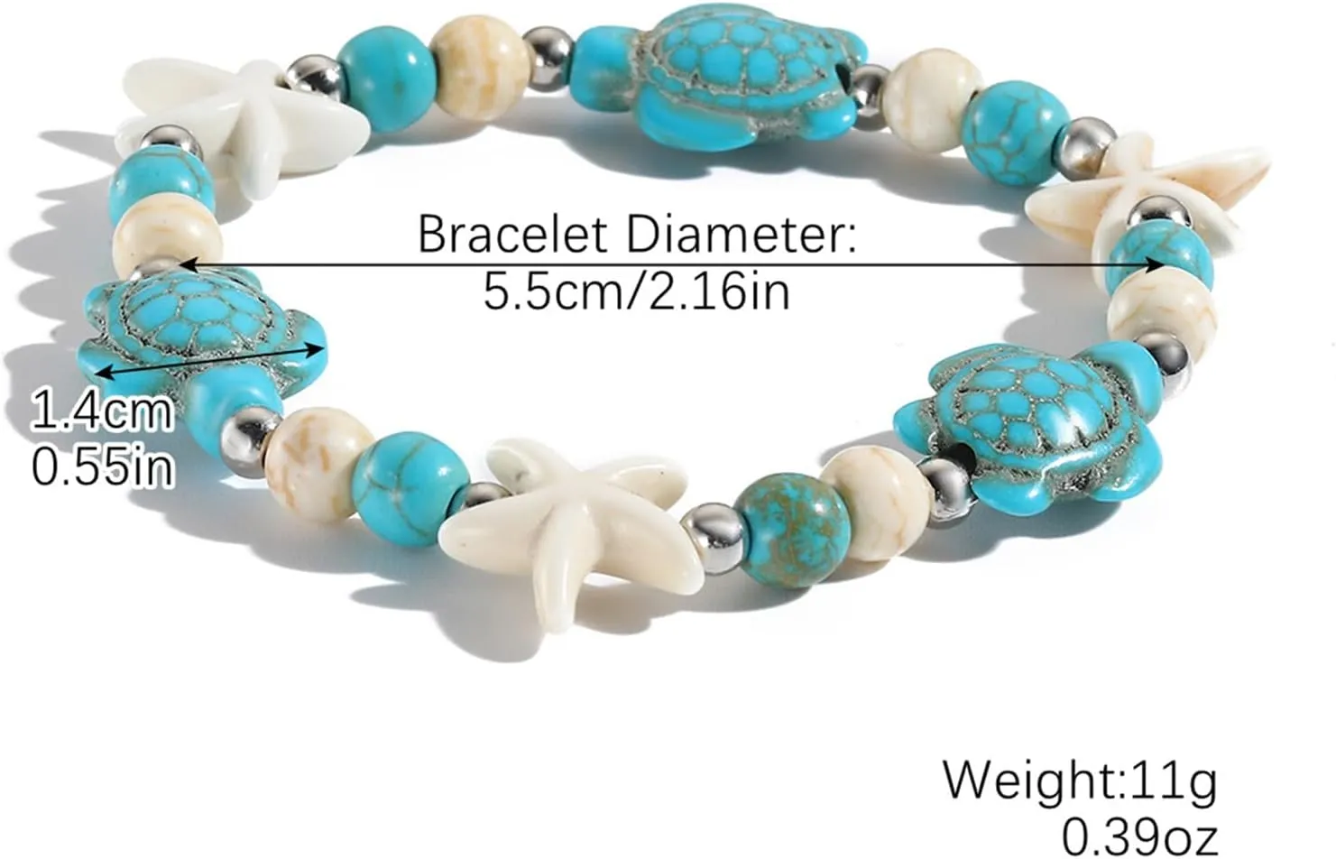 Natural Seashell Bracelet for Women Handmade Braided Bohemian Turquoise Turtle Tortoise Starfish Beads Bracelet Adjustable Summer Surfer Beach Friendship Jewelry