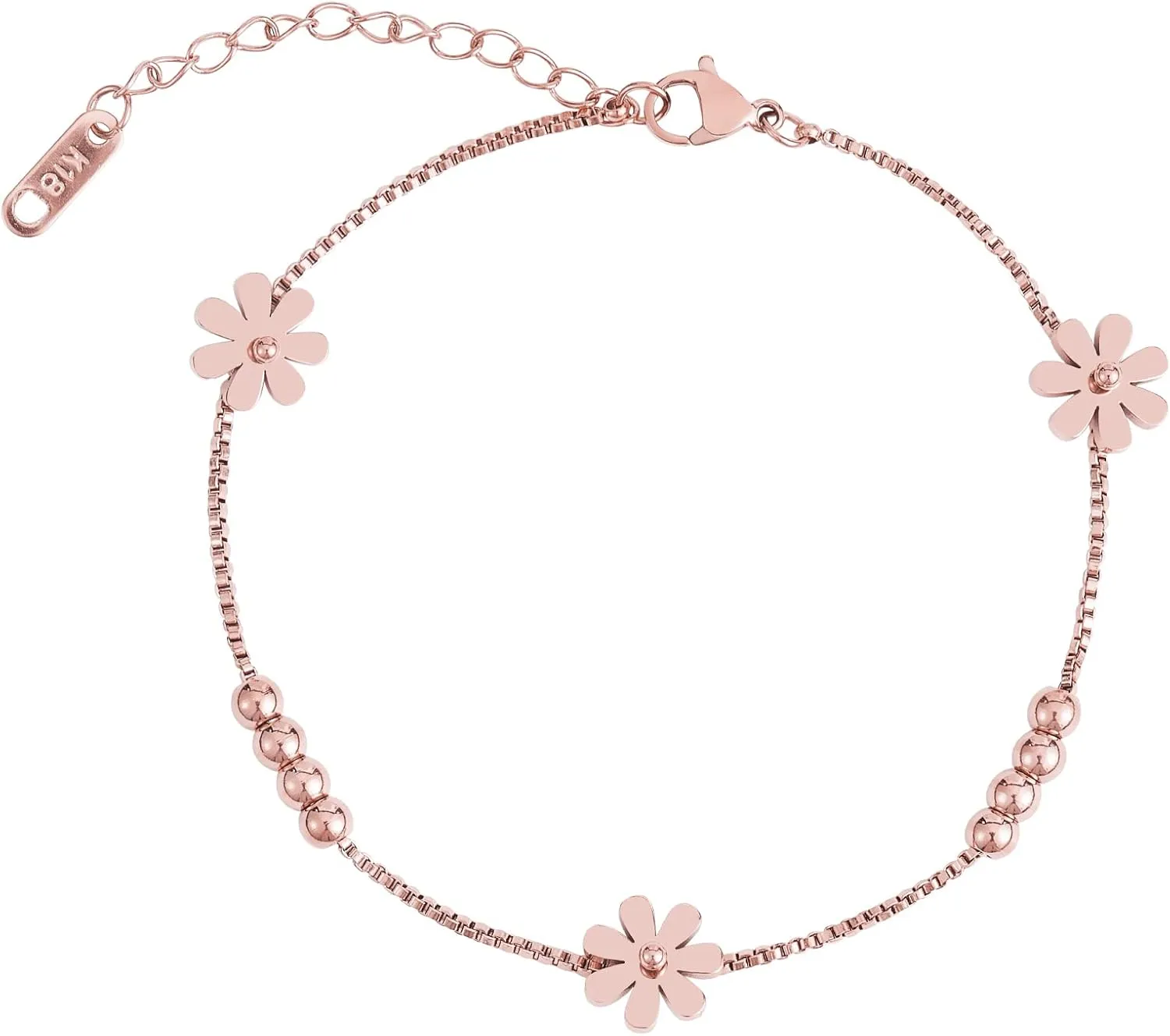 Ornaland Daisy Flowers Ankle for Women 18K Gold Plated Adjustable Chain Anklet Boho Beach Jewelry Gifts for Birthday Valentines Day Wedding, Rose Gold
