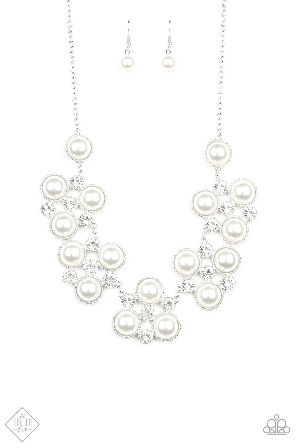 Paparazzi Accessories - Fiercely 5th Avenue #FFA-0420 -  Fashion Fix White Necklace April 2020