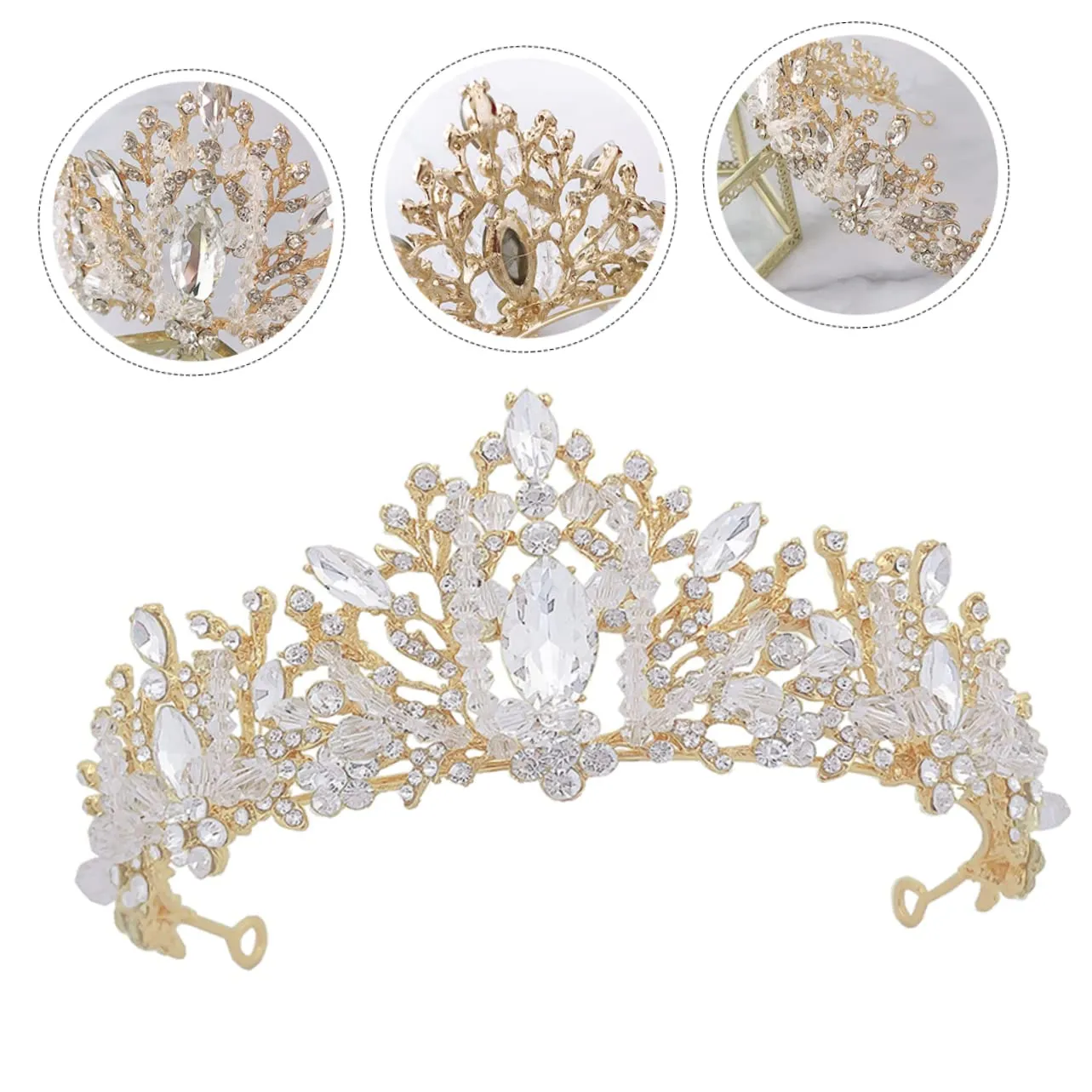 PartyKindom 1pc Elegant Crystal Crown Bridal Headdress for Women and Bridesmaid Rhinestone Hair Accessory Lightweight Design Durable and Stunning Finish