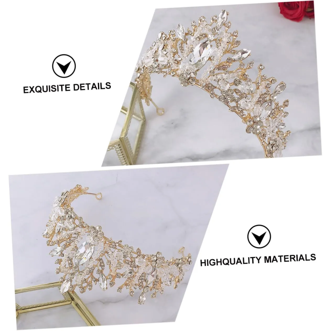 PartyKindom 1pc Elegant Crystal Crown Bridal Headdress for Women and Bridesmaid Rhinestone Hair Accessory Lightweight Design Durable and Stunning Finish