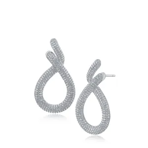 Pave CZ Knot Earrings
