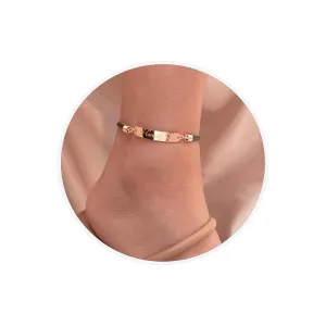 personalized Leather Anklet Hand made 16K Plated Gold Rose Gold Silver Black Brown leather Christmas Wedding Birthday gifts