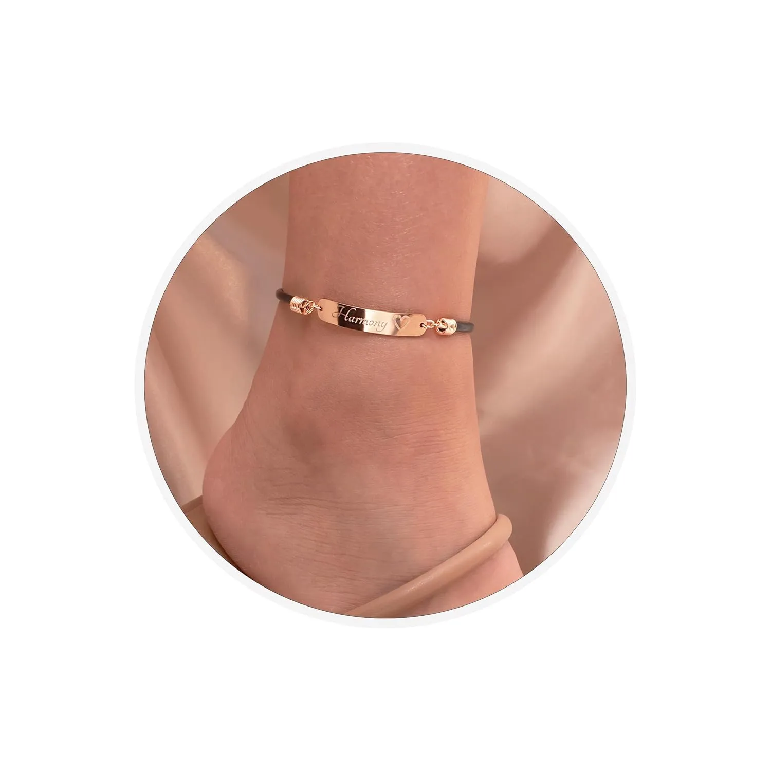 personalized Leather Anklet Hand made 16K Plated Gold Rose Gold Silver Black Brown leather Christmas Wedding Birthday gifts