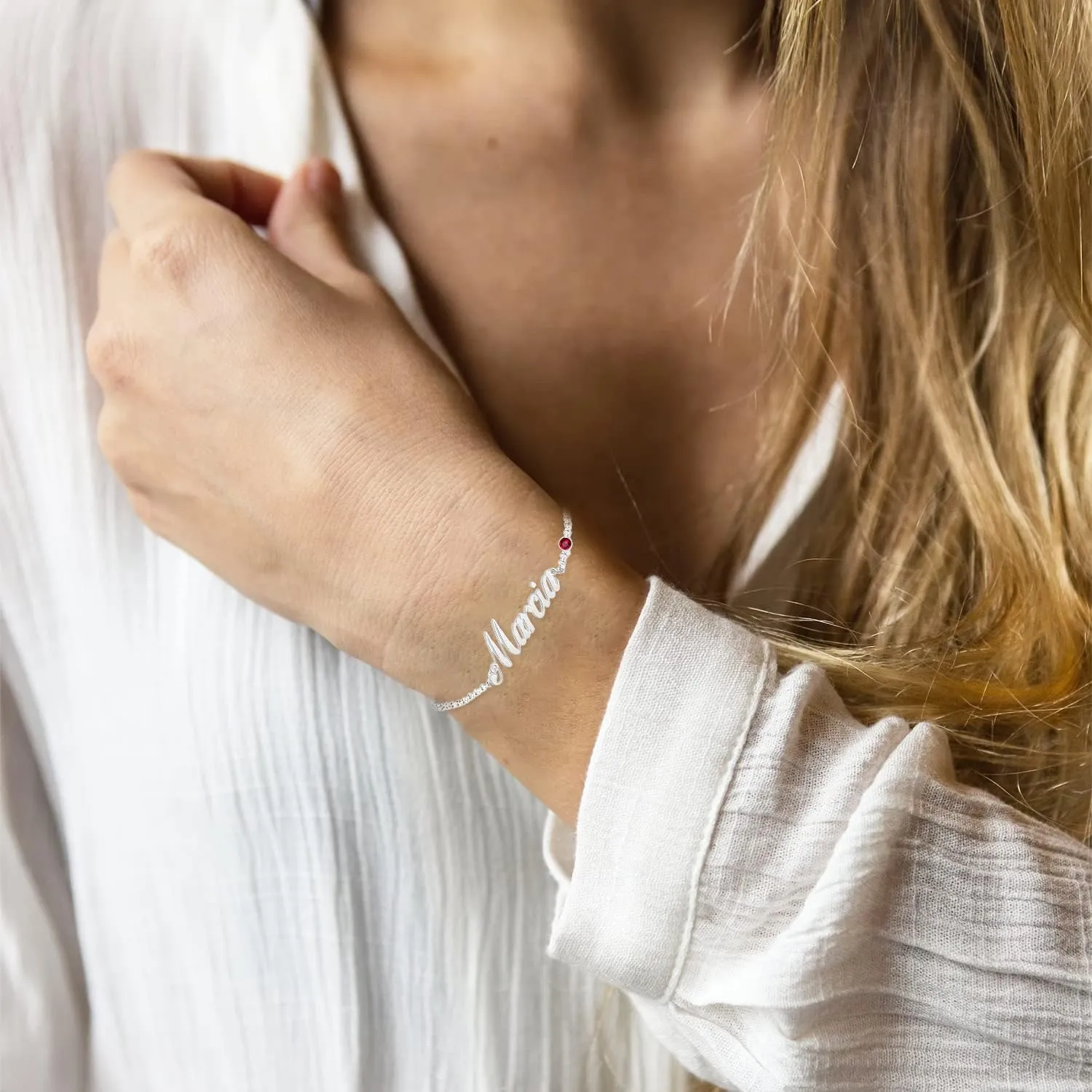 Personalized Name Bracelet or Anklet Bracelet with CZ Birthstone 925 Sterling Silver /10K/14K/18K Custom Names Birthstone Bracelet Anklets Dainty Jewelry Birthday Gifts for Women