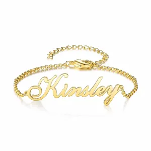 Personalized Name Bracelets for Women, Custom Name Bracelets Anklet Bracelets,Adjustable Customize Jewelry for Girls Mom Daughter Friends Couple Gift (Style1.Gold)