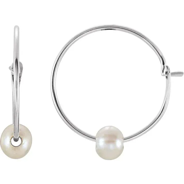 Petite Pearl Hoop Earrings