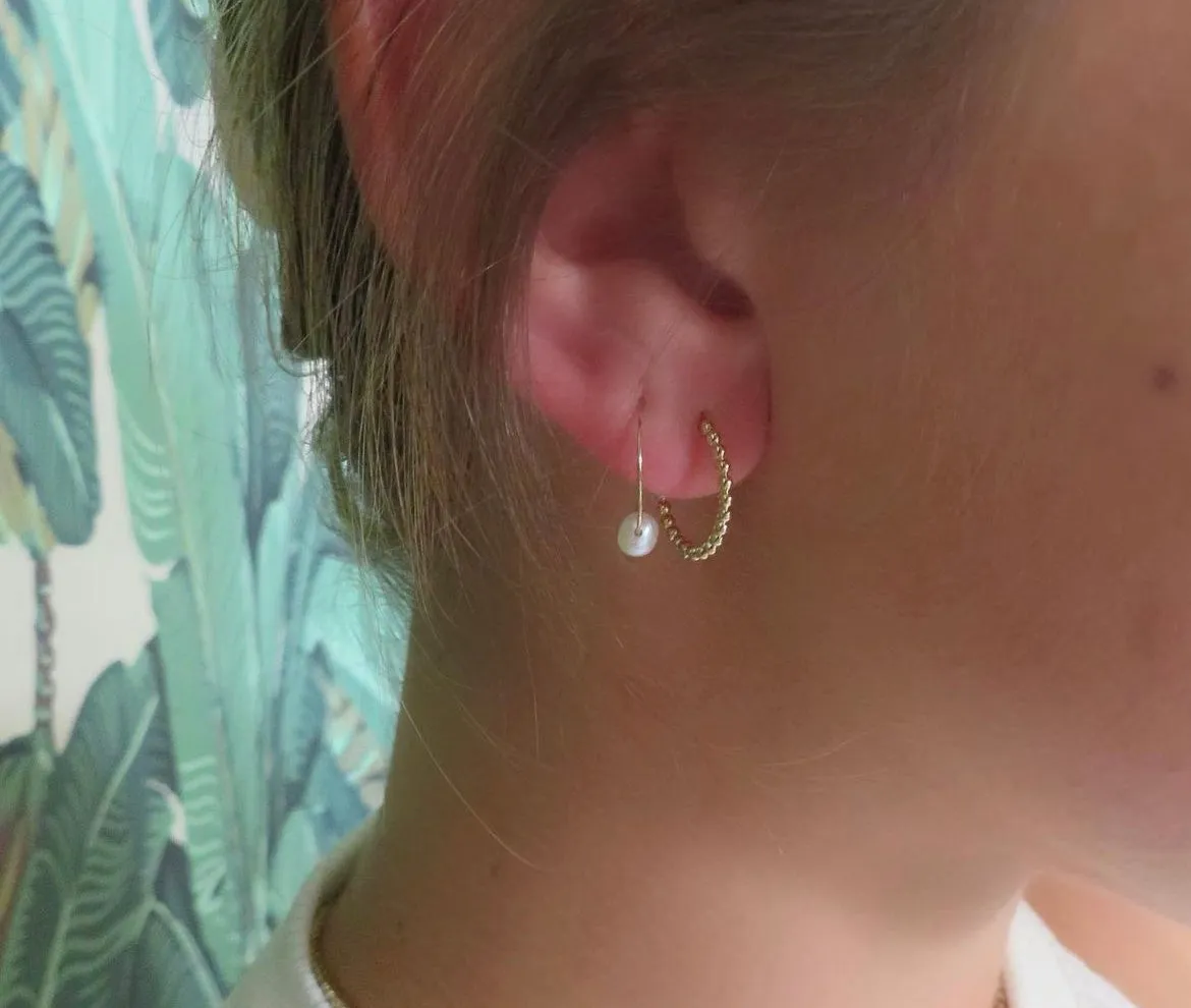 Petite Pearl Hoop Earrings