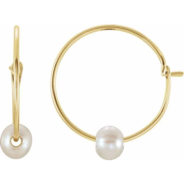 Petite Pearl Hoop Earrings
