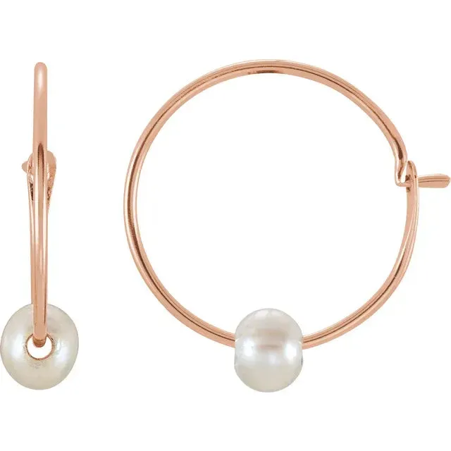 Petite Pearl Hoop Earrings
