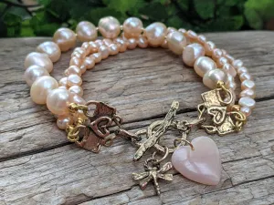 Pink Pearl Multi Strand Bracelet