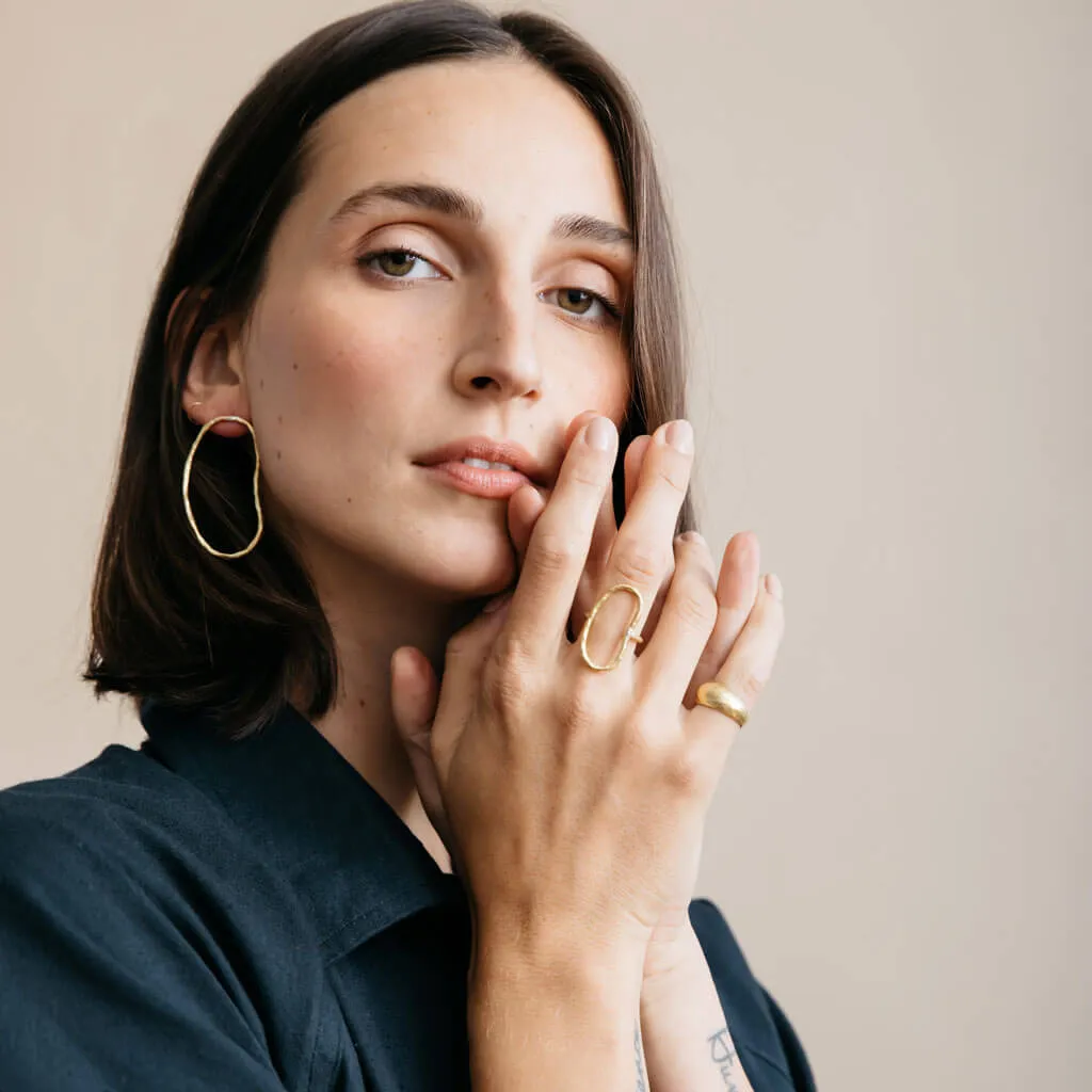 Pool Statement Earrings - Brass