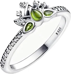 Princess Ring Fit Women Fashion Gifts 925 Sterling Silver DIY Jewelry (Princess Tiana Tiara Ring number 7)
