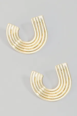 Rainbow C-Shaped Stud Earrings (Gold/Silver)