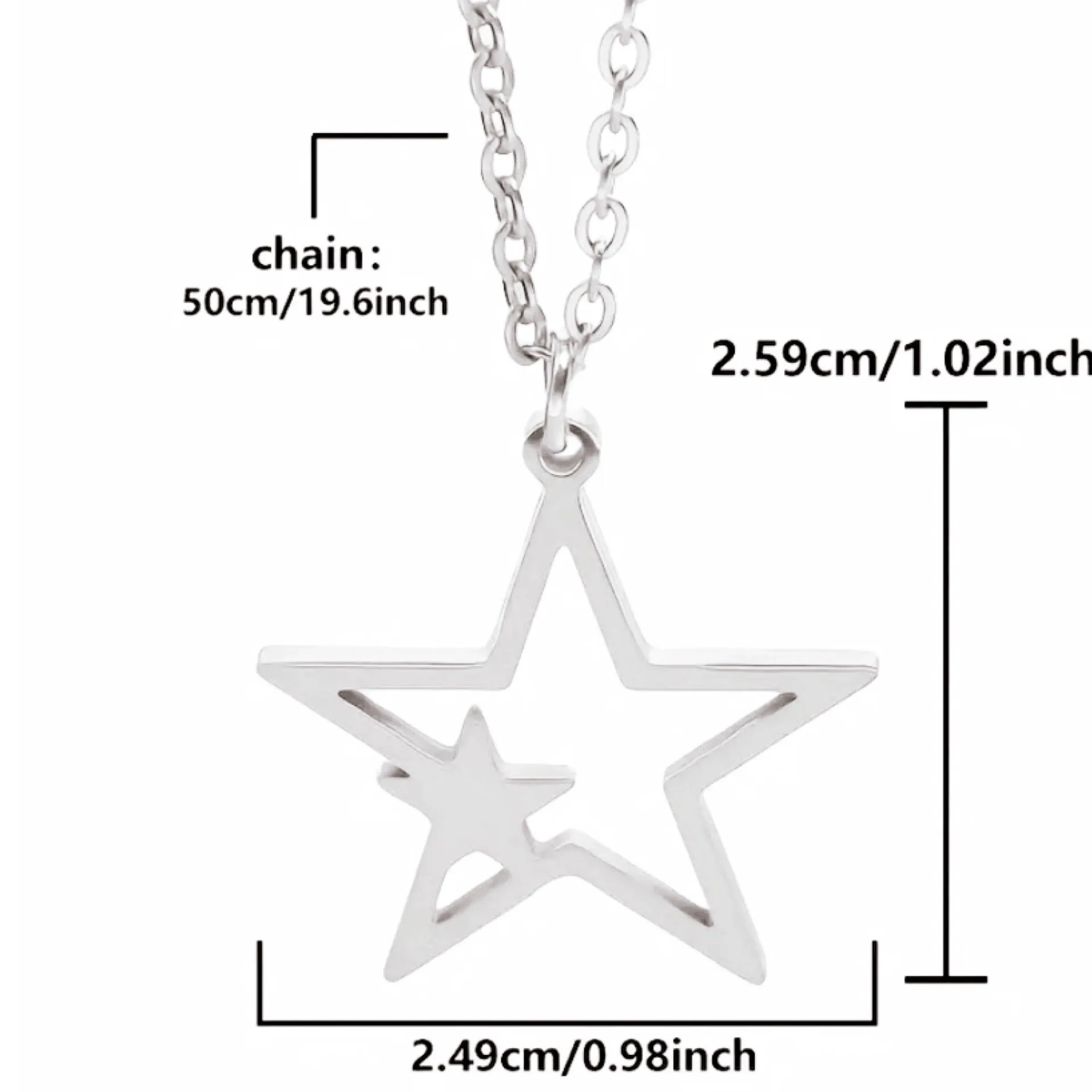 Rainbow Open Star Pendant Necklace