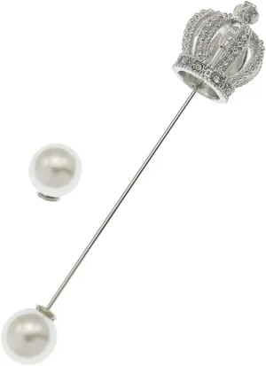 RechicGu Royal Queen Crown Tiara Brooch Pins Cross Faux Pearl Lapel Stick Pin Tie Hat Scarf Badge