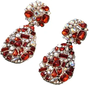Rhinestone Crystal Teardrop Dangle Earrings Water Drop-Shape Chandelier Crystal Earrings Geometric Statement Wedding Bridal Earrings Shiny Bling Studs Earrings Jewelry for Women