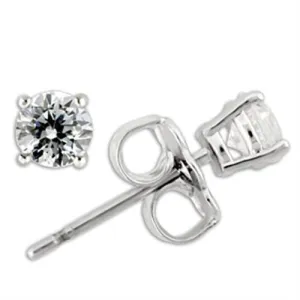 Rhodium 925 Sterling Silver Earrings with AAA Grade CZ in Clear for Women Clear Stone Color Style 0W170