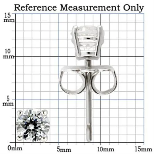 Rhodium 925 Sterling Silver Earrings with AAA Grade CZ in Clear for Women Clear Stone Color Style 0W170
