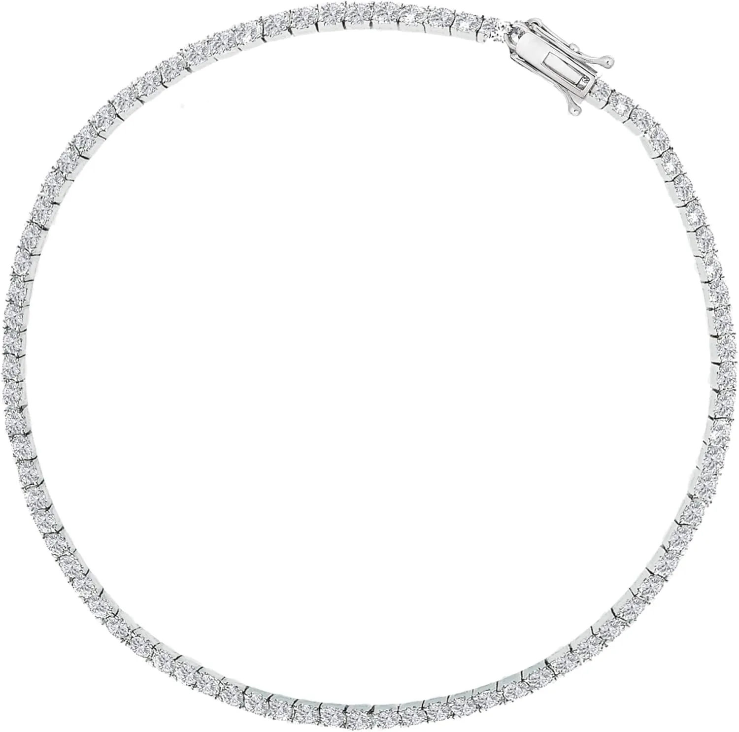 Ritastephens Sterling Silver Italian Cubic Zirconia Tennis Ankle Bracelet Anklet 3mm (7", 10")
