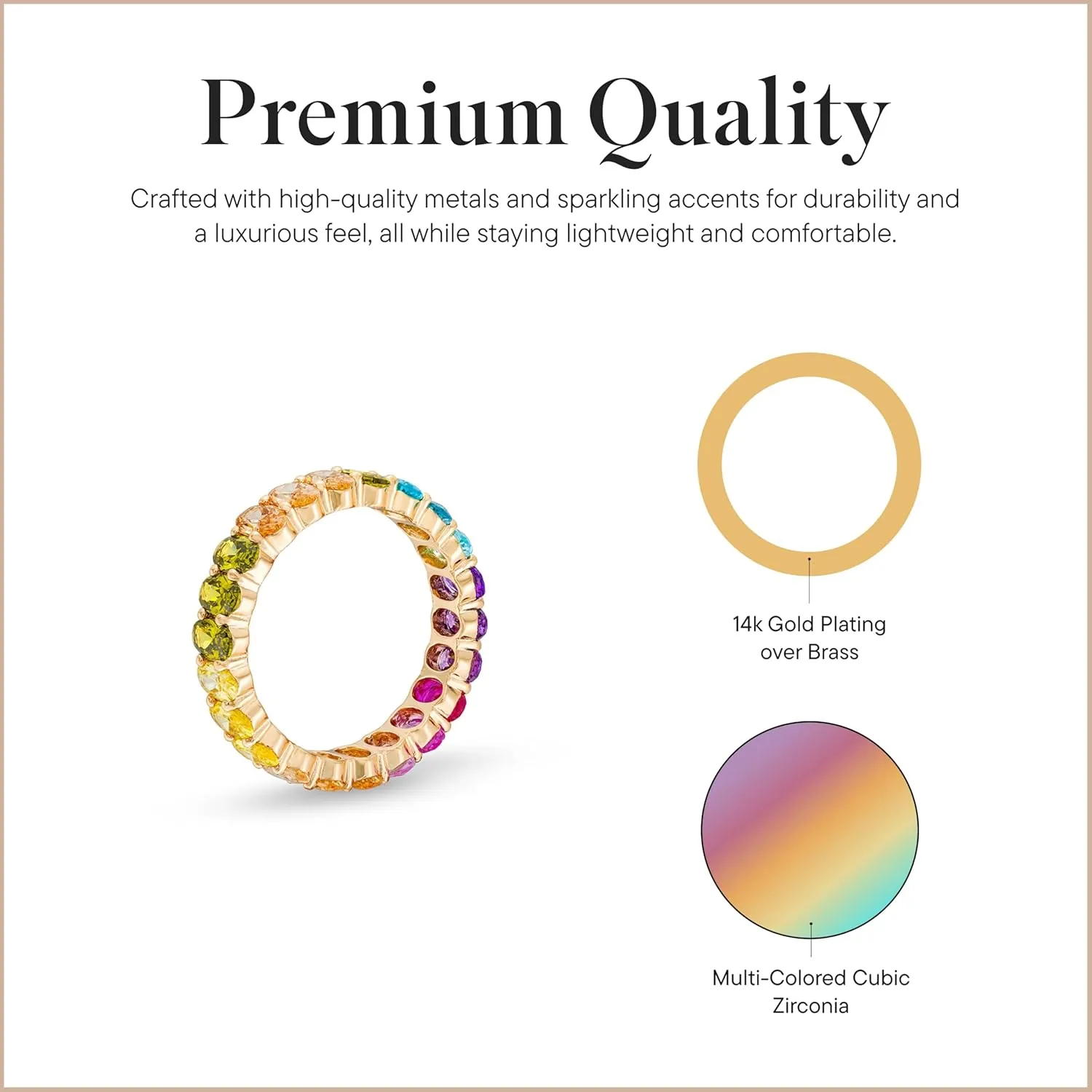 Rocksbox Emily Women's Ring - High Polish Plating with Cubic Zirconia - Premium Quality Jewelry