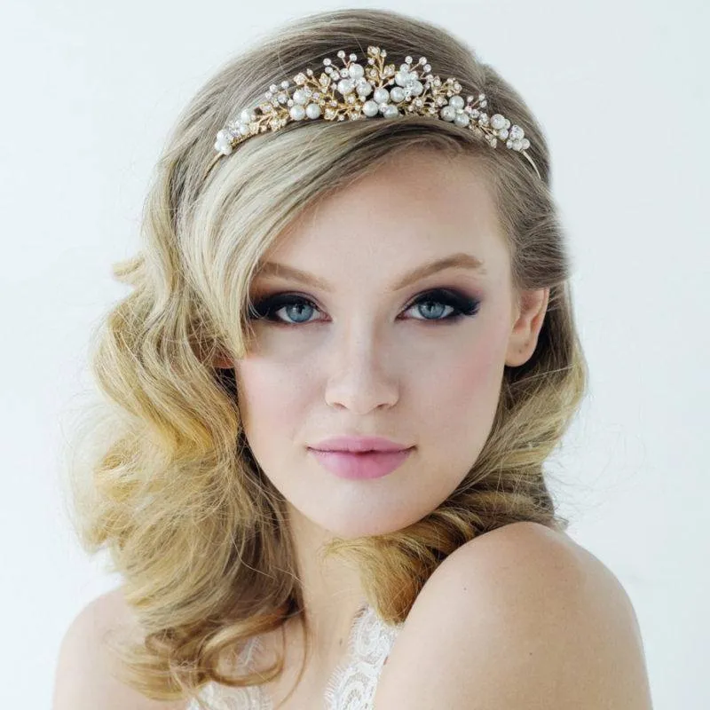 Rose Gold Crystal and Pearl Bridal Tiara, 1451