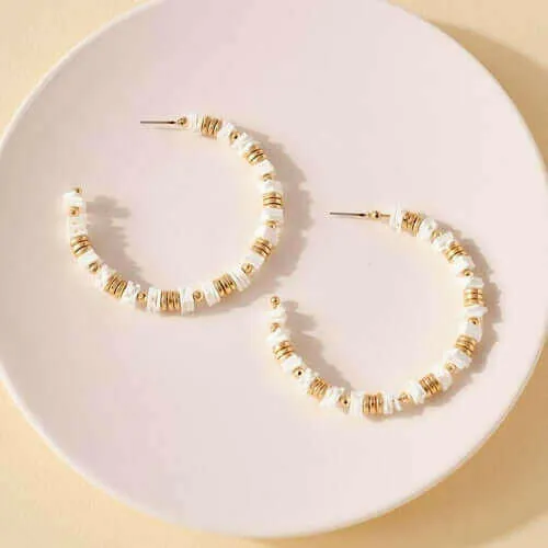 Rubber and Metal Disc Hoop Earrings