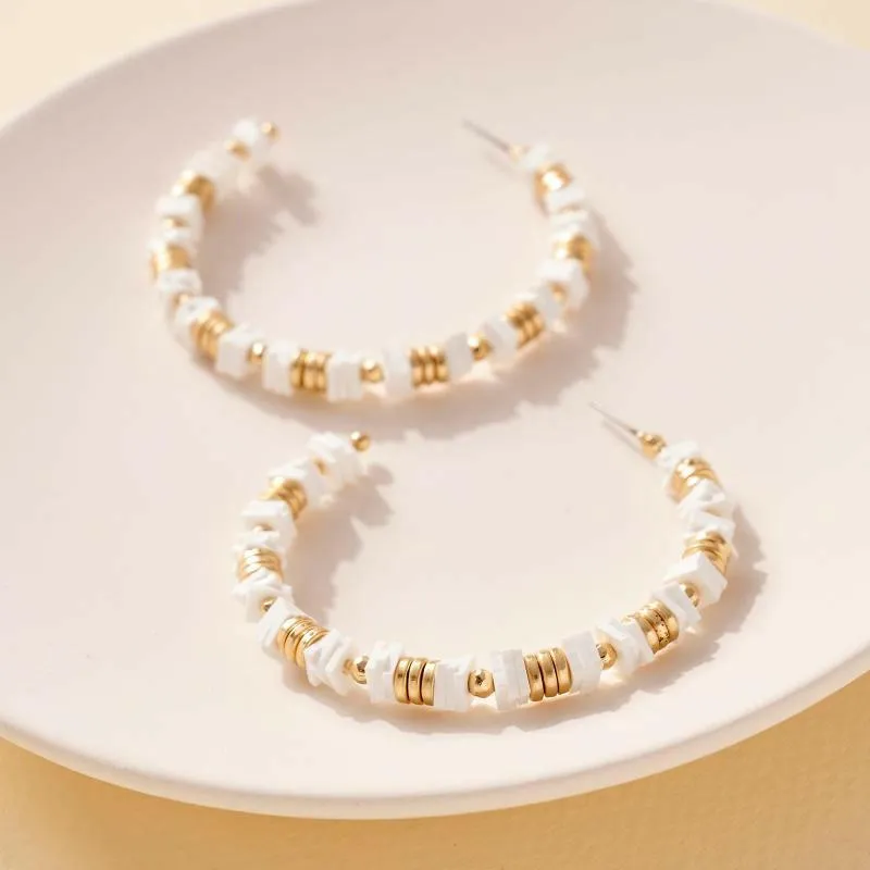 Rubber and Metal Disc Hoop Earrings