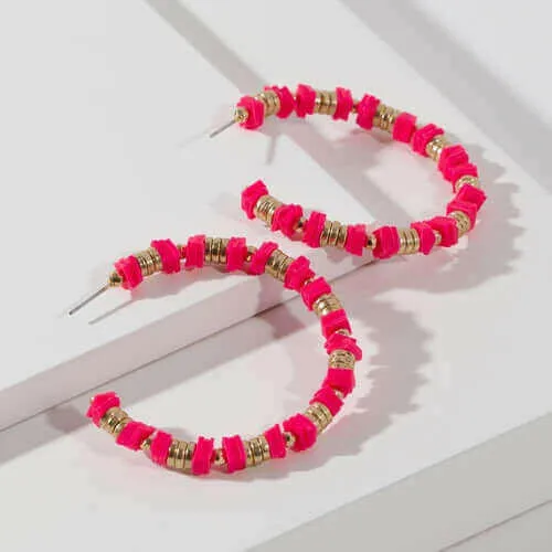 Rubber and Metal Disc Hoop Earrings