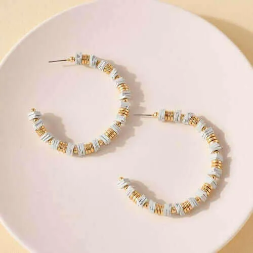 Rubber and Metal Disc Hoop Earrings