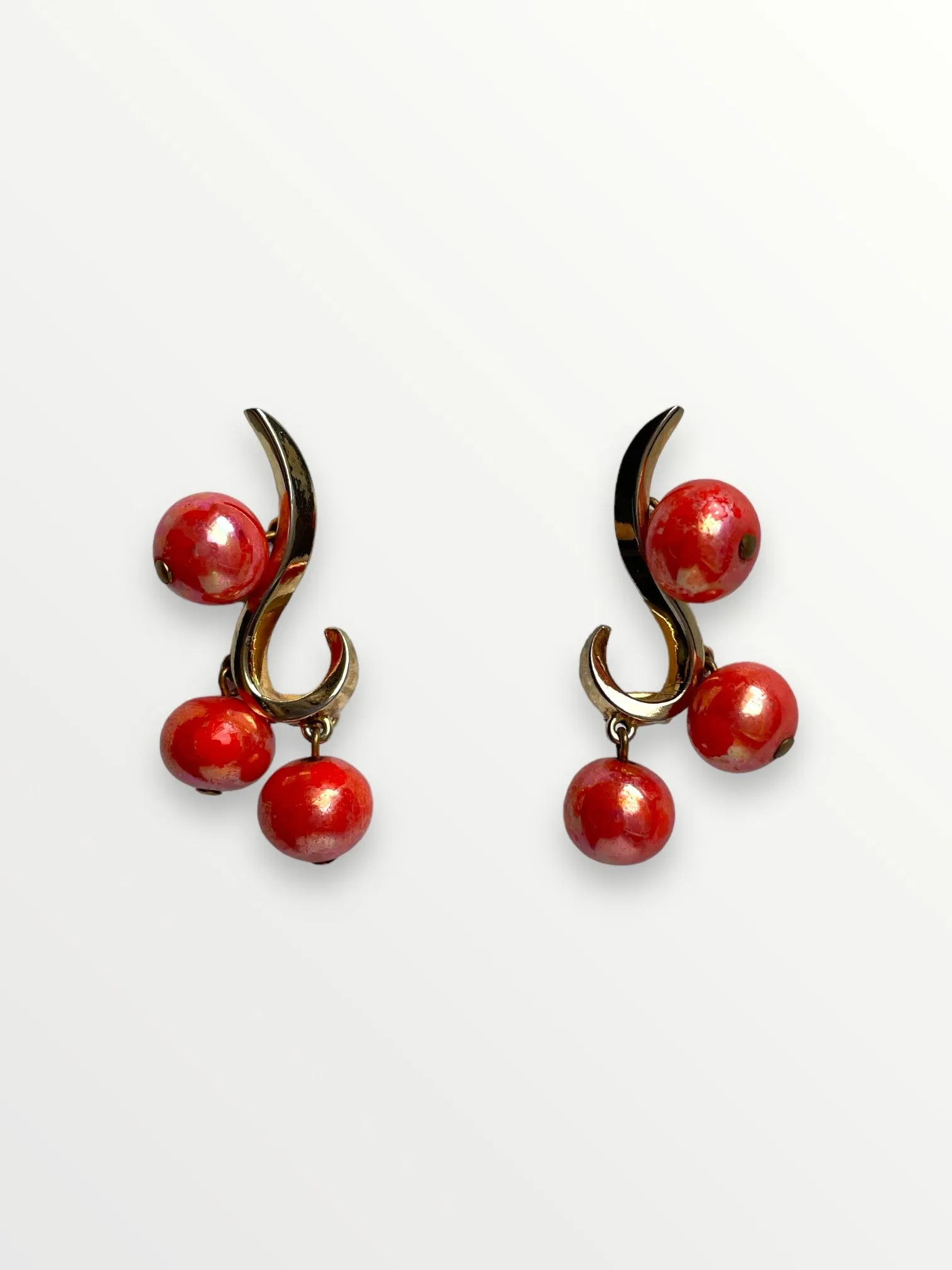 Schiaparelli Gold Plated Beaded Clip Earrings
