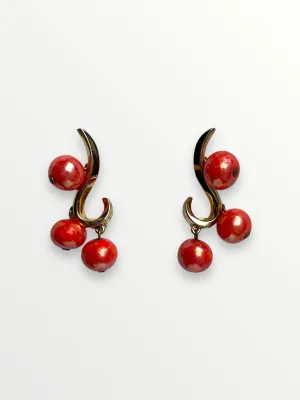 Schiaparelli Gold Plated Beaded Clip Earrings