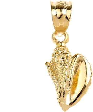 Sea Life Collection Dainty 14k Yellow Gold SeaShell Charm Pendant
