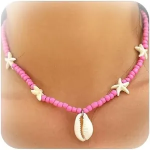 Shell Necklace for Women Layered Seashell Necklace Starfish Gold Necklace Stack Summer Surfer Necklace Beach Essentials Summer Outfits Accessories for Women