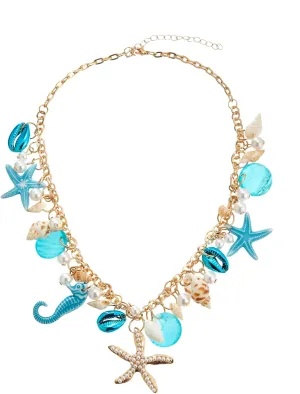 Shell Starfish Necklace Bracelet Conch Statement Chunky Necklace Mermaid Costume Jewelry Beach Jewelry for Women