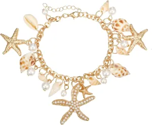 Shell Starfish Necklace Bracelet Conch Statement Chunky Necklace Mermaid Costume Jewelry Beach Jewelry for Women