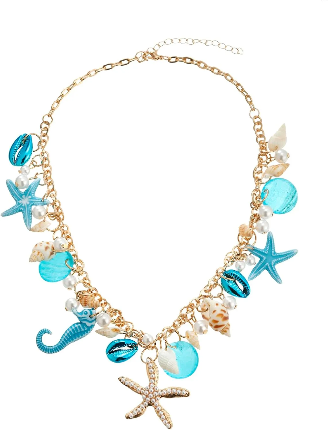 Shell Starfish Necklace Bracelet Conch Statement Chunky Necklace Mermaid Costume Jewelry Beach Jewelry for Women