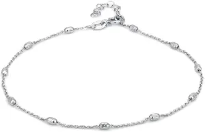 Sterling Silver Jewelry - Rhodium Plated with 925 Stamp - Silver Oval Ball Anklet - Handcrafted Beaded Chain Anklet for Women - 9" long   1" extender