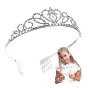 STOBOK Bridal Rhinestone Crown Hair with Small Comb for Women Headband Elegant Wedding Hair Accessory for Engagements and Parties