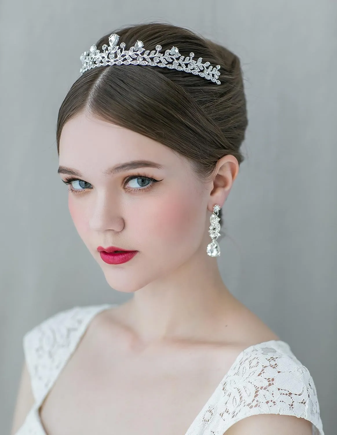 SWEETV Crystal Wedding Tiara for Bride & Flower Girls - Princess Tiara Headband Pageant Crown, Bridal Hair Jewelry for Women and Girls, Silver